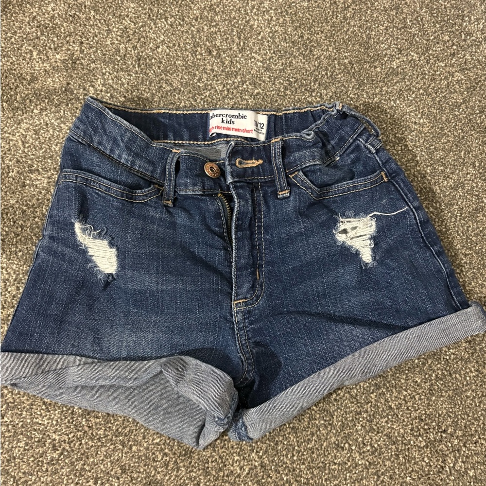 Abercrombie Kids Blue Jean Shorts with Distressed Cuffed Hem